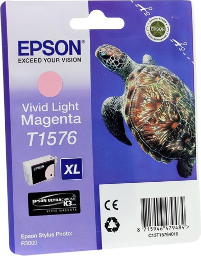 Оригинальный струйный картридж Epson T1576 (светло-пурпурный насыщенный) C13T15764010