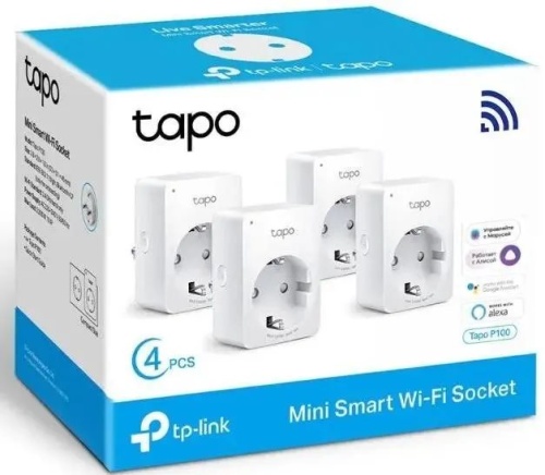 Умная розетка TP-Link TAPO P100(4-PACK) EU VDEBT Wi-Fi фото 2