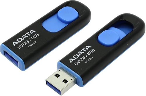 Накопитель USB flash A-DATA 8GB UV128 черный/синий AUV128-8G-RBE