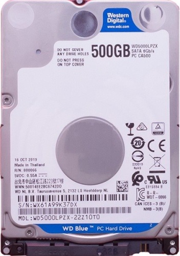 Жесткий диск SATA HDD 2.5 Western Digital 500Gb WD5000LPZX Blue