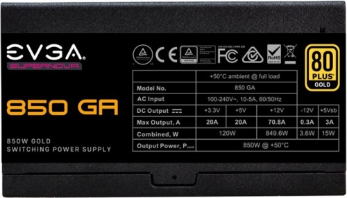 Блок питания EVGA 850W GA (220-GA-0850-X2) фото 2