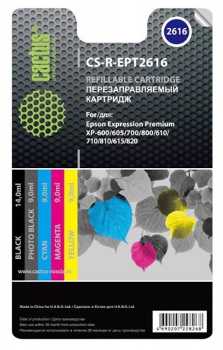 Комплект перезаправляемых картриджей Cactus CS-R-EPT2616 многоцветный Комплект перезаправляемых картриджей Cactus CS-R-EPT2616 многоцветный