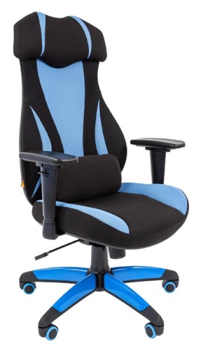 Игровое кресло Chairman game 14 чёрное/голубой 00-07022219 Игровое кресло Chairman game 14 чёрное/голубой 00-07022219