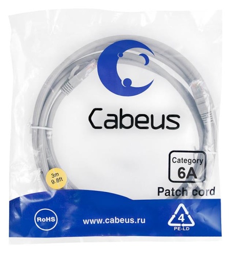 Патчкорд UTP Cabeus PC-UTP-RJ45-Cat.6a-3m-LSZH фото 2 Патчкорд UTP Cabeus PC-UTP-RJ45-Cat.6a-3m-LSZH фото 2