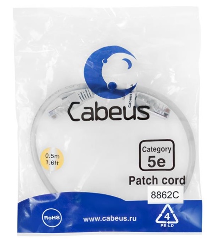 Патчкорд UTP Cabeus PC-UTP-RJ45-Cat.5e-0.5m-LSZH фото 2 Патчкорд UTP Cabeus PC-UTP-RJ45-Cat.5e-0.5m-LSZH фото 2