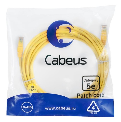 Патчкорд UTP Cabeus PC-UTP-RJ45-Cat.5e-5m-YL-LSZH фото 2 Патчкорд UTP Cabeus PC-UTP-RJ45-Cat.5e-5m-YL-LSZH фото 2