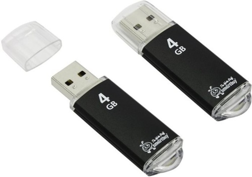 Накопитель USB flash Smart Buy 4Gb V-Cut Black USB 2.0 (SB4GBVC-K)