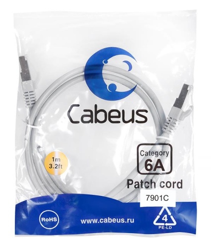 Патчкорд FTP Cabeus PC-SSTP-RJ45-Cat.6a-1m-LSZH фото 2