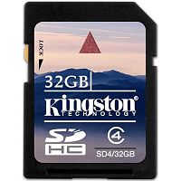 Карта памяти SDHC Kingston 32ГБ SD4/32GB