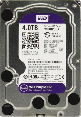 Жесткий диск SATA HDD Western Digital 4000ГБ Purple NV WD4NPURX