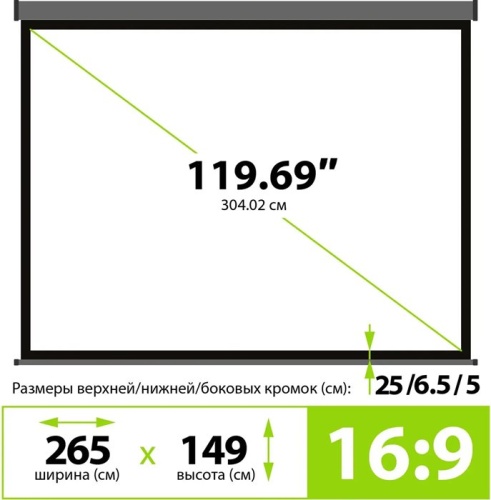 Экран проекционный Cactus Wallscreen CS-PSW-149X265-SG фото 2