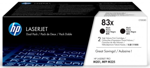 Тонер-картридж оригинальный Hewlett Packard 83X CF283XD Black (2-pack) Тонер-картридж оригинальный Hewlett Packard 83X CF283XD Black (2-pack)