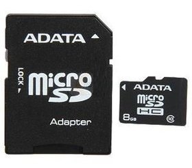   Micro SDHC A-Data 8 AUSDH8GCL10-RA1