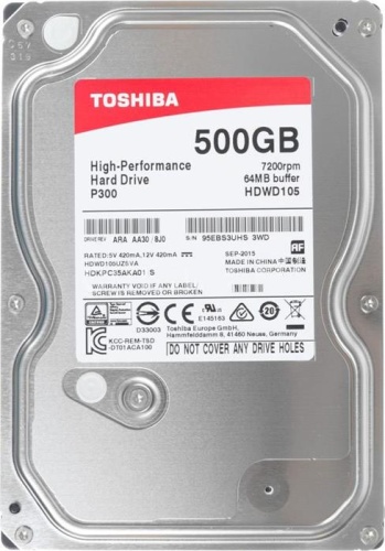 Жесткий диск SATA HDD Toshiba 500Gb HDWD105UZSVA P300