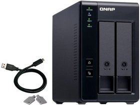     QNAP channel QNAP DAS TR-002 2-Bay 2.5/3.5 SATA Type-C USB 3.1 Gen 1 (5 Gb/s ) Direct Attached Storage with Hardware RAID