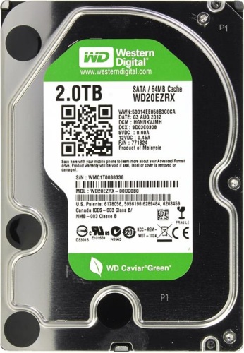 Жесткий диск SATA HDD Western Digital 2000ГБ Caviar Green WD20EZRX