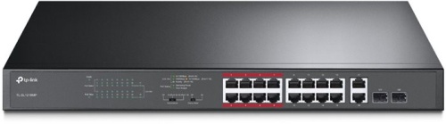 Коммутатор неуправляемый TP-Link TL-SL1218MP 16x100Mb 2G 16PoE+ 192W