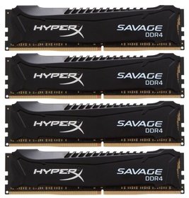 Модуль памяти DDR4 Kingston 16GB Kit (4x4GB) HyperX Savage Black HX424C12SB2K4/16