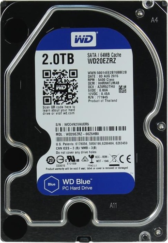 Жесткий диск SATA HDD Western Digital 2000ГБ Blue WD20EZRZ