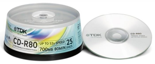 Диск CD-R TDK 700МБ 52x CD-R80CBA25