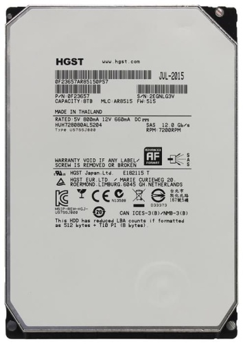 Жесткий диск SAS HDD Hitachi 8000ГБ Enterprise HE8 Ultrastar Heluim Raid Edition HUH728080AL5204 Жесткий диск SAS HDD Hitachi 8000ГБ Enterprise HE8 Ultrastar Heluim Raid Edition HUH728080AL5204