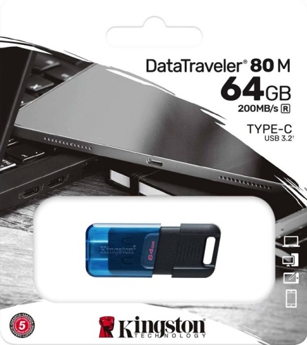 Накопитель USB flash Kingston 64Gb DataTraveler 80 M Type-C DT80M/64GB фото 3