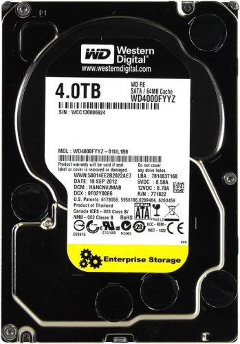 Жесткий диск SATA HDD Western Digital 4000ГБ RE WD4000FYYZ