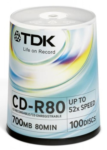 Диск CD-R TDK 700МБ 52x CD-R80CBA100