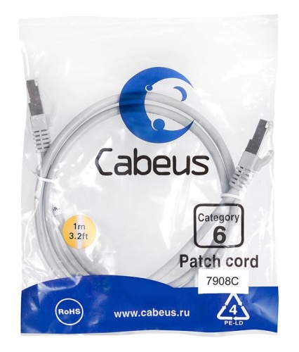 Патчкорд UTP Cabeus PC-FTP-RJ45-Cat.6-1m-LSZH фото 2 Патчкорд UTP Cabeus PC-FTP-RJ45-Cat.6-1m-LSZH фото 2