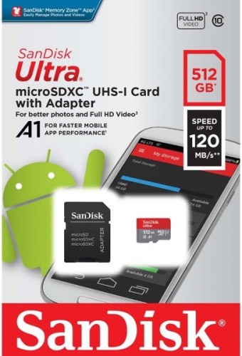 Карта памяти micro SDXC SanDisk 512Gb Ultra SDSQUA4-512G-GN6MA