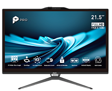 MSI Pro AP222T 14M AiO 21,5" FHD (1920x1080)IPS AG 10pts Touch, Core i3-14100 (3.5GHz),16Gb DDR5(8GBx2),256GB SSD, TPM, Intel UHD,WiFi,BT,camera,Wired KB,mouse Eng/Rus,noOS,1y w-ty,Black