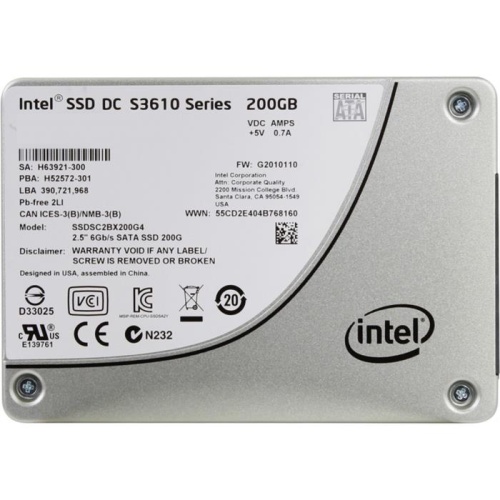 Накопитель SSD SATA 2.5 Intel 200Gb DC S3610 Series SSDSC2BX200G4