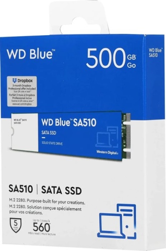 Накопитель SSD M.2 Western Digital 500GB WD Blue SA510 M.2 WDS500G3B0B фото 3