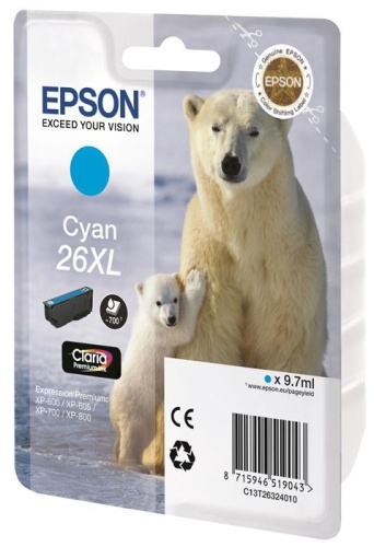 Оригинальный струйный картридж Epson T2632 C13T26324012 голубой