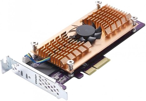 Опция для хранилища данных QNAP QNAP QM2-2P-384 Dual M.2 PCIe NVMe SSD expansion card supports up to two M.2 2280/22110 formfactor M.2 PCIe (Gen3 x4) SSDs PCIe Gen3 x8 host interface Low-profile bracket pre-loaded, Low-profile flat and Full-height are bun