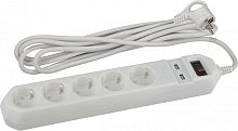 Фильтр электропитания ЭРА USF-5es-1.5m-USB-W White (белый) Б0019037