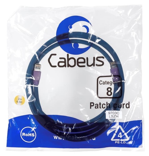 Патчкорд FTP Cabeus PC-SSTP-RJ45-Cat.8-2m-LSZH Патчкорд FTP Cabeus PC-SSTP-RJ45-Cat.8-2m-LSZH