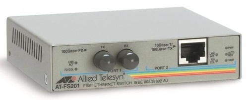 Медиаконвертер Allied Telesis 10/100TX (RJ-45) to 100FX (ST) AT-FS201