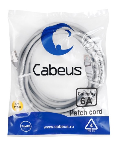 Патчкорд FTP Cabeus PC-SSTP-RJ45-Cat.6a-5m-LSZH Патчкорд FTP Cabeus PC-SSTP-RJ45-Cat.6a-5m-LSZH