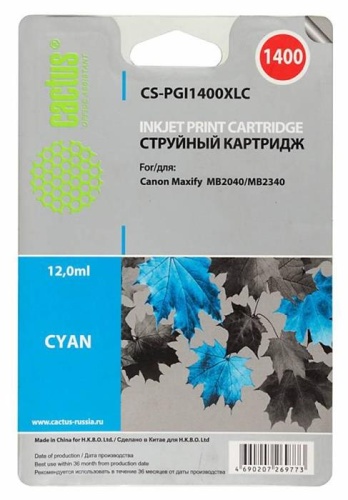 Картридж струйный совместимый Cactus CS-PGI1400XLC синий Картридж струйный совместимый Cactus CS-PGI1400XLC синий