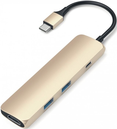 Разветвитель USB3.0 Satechi Slim Aluminum Type-C Multi-Port Adapter ST-CMAG Gold фото 2