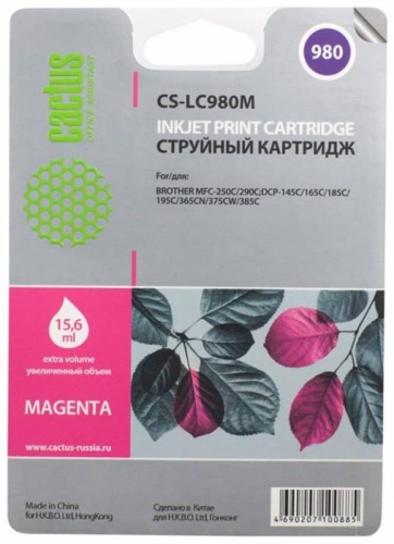 Картридж струйный совместимый Cactus CS-LC980M пурпурный Картридж струйный совместимый Cactus CS-LC980M пурпурный