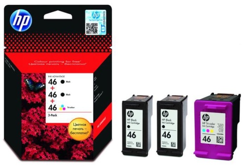 Набор струйных картриджей ориг. Hewlett Packard 46 3-Pack Ink Print Cartridge F6T40AE Набор струйных картриджей ориг. Hewlett Packard 46 3-Pack Ink Print Cartridge F6T40AE