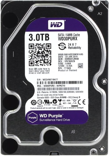 Жесткий диск SATA HDD Western Digital 3000ГБ Purple WD30PURX