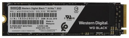 Накопитель SSD M.2 Western Digital 500Гб Black WDS500G2X0C