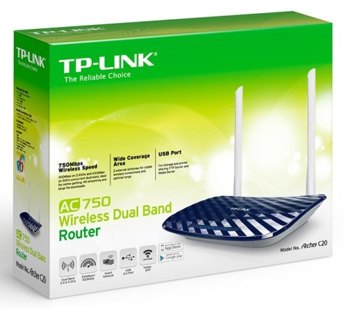 Маршрутизатор WiFI TP-Link Archer C20 AC750 фото 4