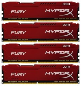 Модуль памяти DDR4 Kingston 32GB Kit (4x8GB) HyperX FURY Red HX424C15FR2K4/32